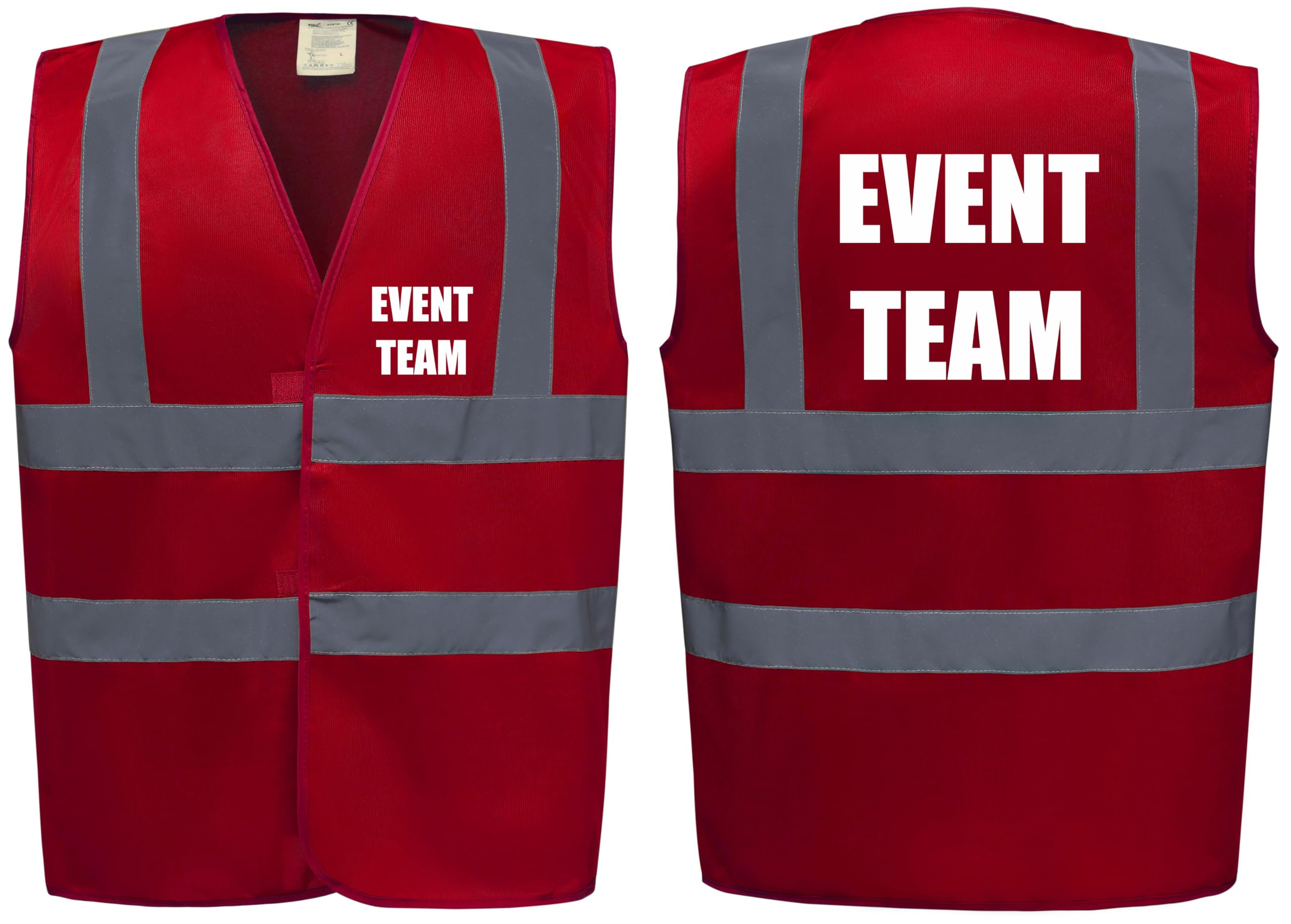Brook Hi Vis Premium Safety Vest - EVENT TEAM Printed Front & Back, Event Management High Viz Waistcoat, Available in 14 Colours, Festivals (UK, Alpha, M, Regular, Regular, Red)