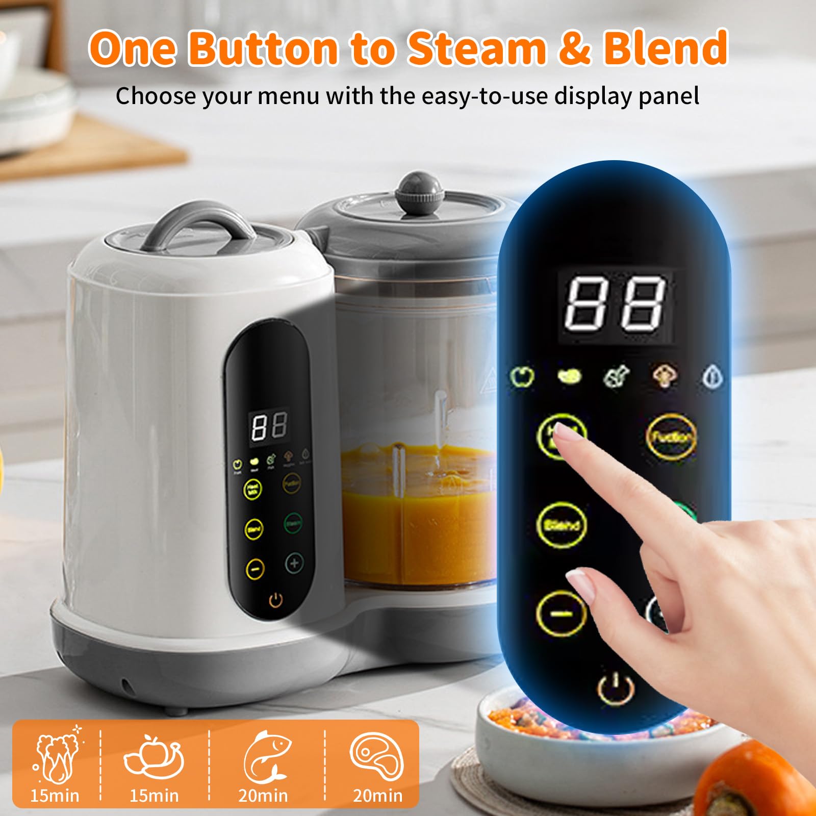 Preparador de alimentos para bebés - Multifuncional papilla para bebés, con vaporizador y batidora, 4 preajustes de cocción, autolimpieza