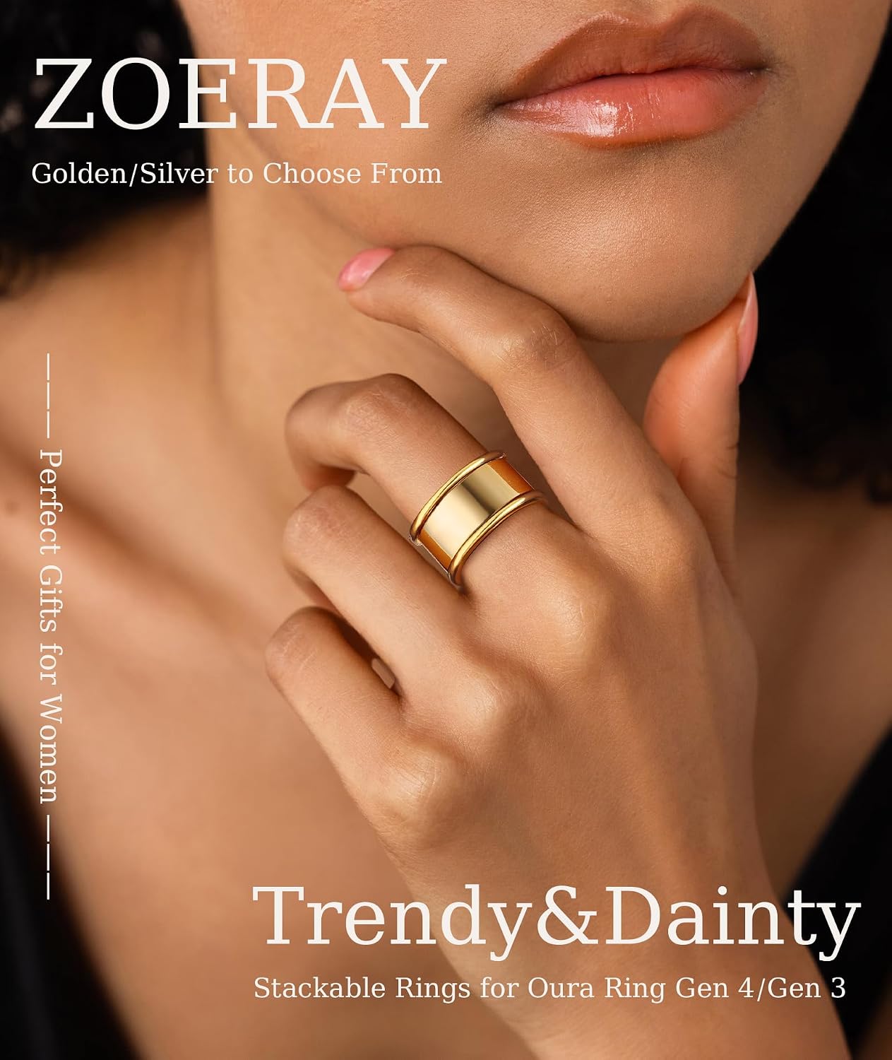 ZOERAY 14K Gold Plated Stackable Rings for Oura Ring Gen 5/4/3 Non Tarnish image 2