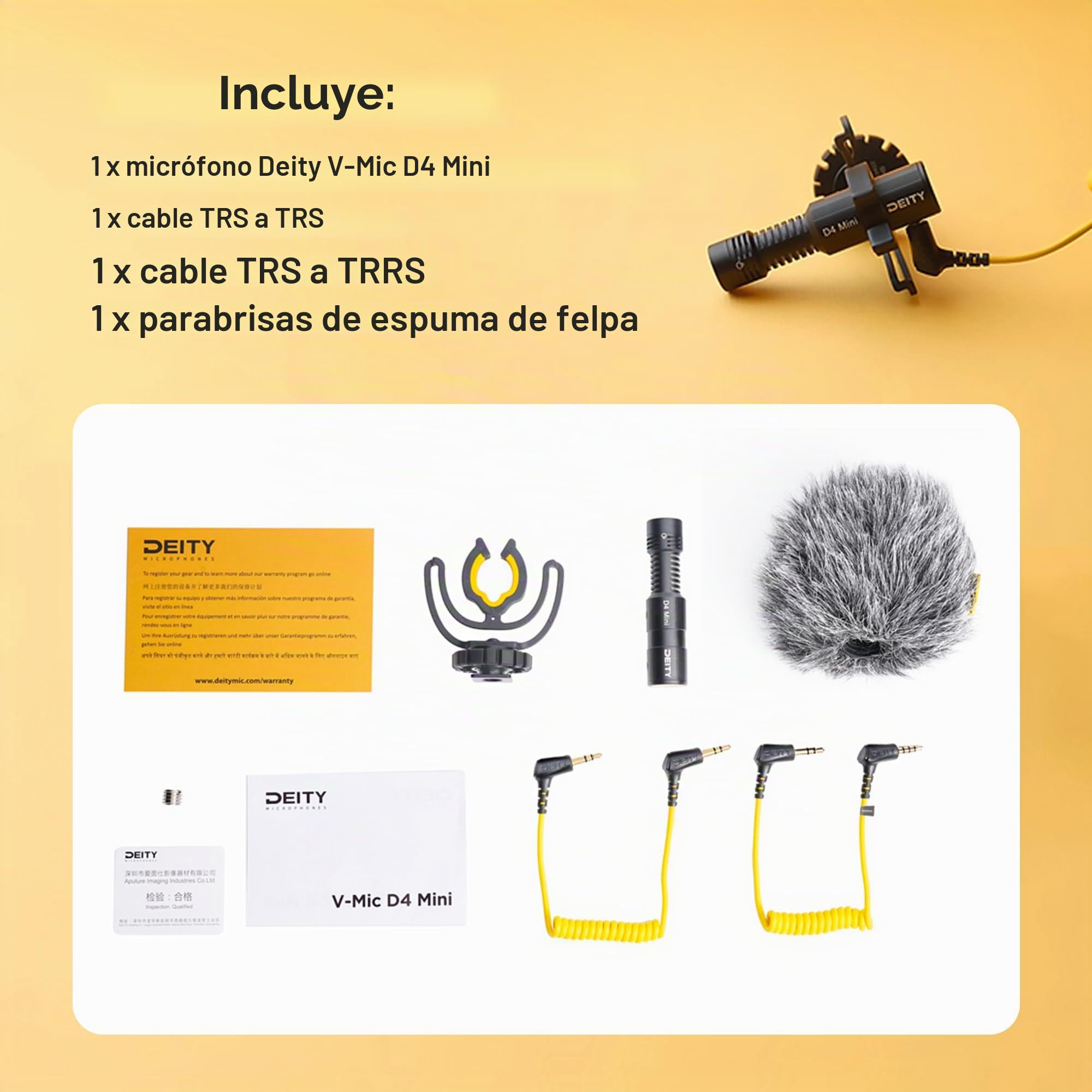 Deity V-Mic D4 - Mini micrófono para cámara TRS de 3,5 mm para Vlog Video Studio DSLR Camera Smartphone