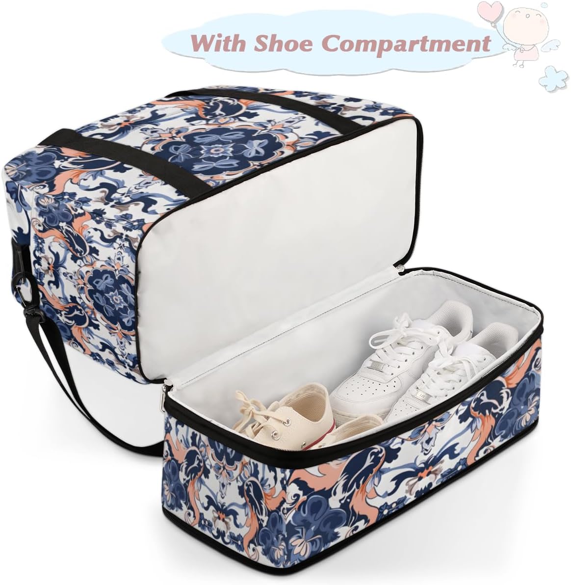 QsirBC African Modern Decor Gym Bag for Women Duffle Tote with Shoes Compartment Men Weekender Duffel for Dance Travel Sports Swimming Overnight