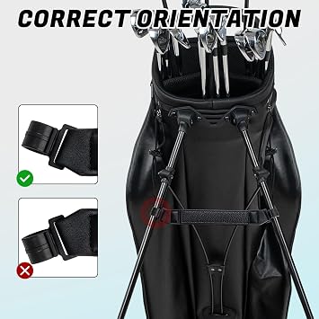 BIG TEETH Golf Stand Bag Leg Tether Strap Adjustable Length Magictape Black/White PU Leather