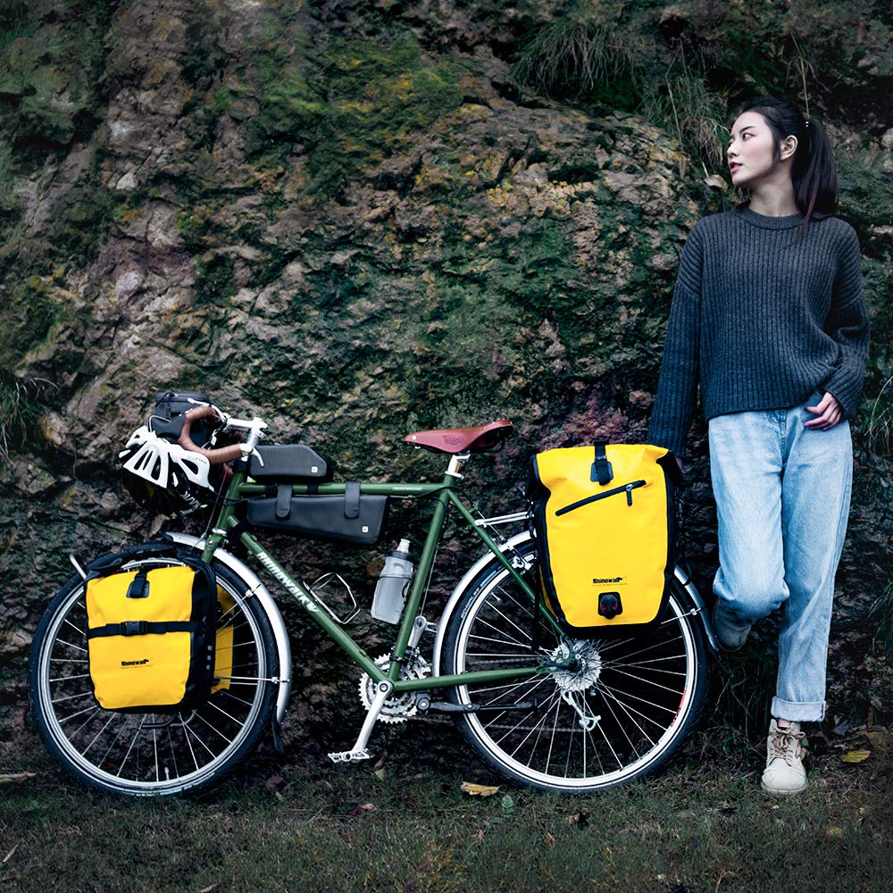 Rhinowalk Sakwa rowerowa, wodoszczelna, na bagażnik rowerowy, 25-27 l, torba podsiodłowa na laptopa, profesjonalne akcesoria rowerowe (2 w 1)