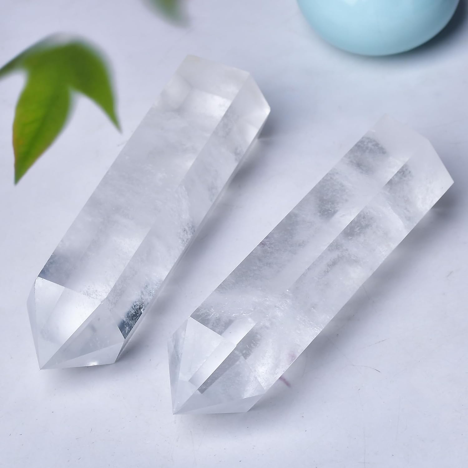 Large Clear Quartz Healing Crystal Towers 5.9" -6.1" Natural Crystal Wand 6 Faceted Chakra Crystal Point Reiki Meditation Therapy Home Decoration Gift (1-1.2lb) - Image 4