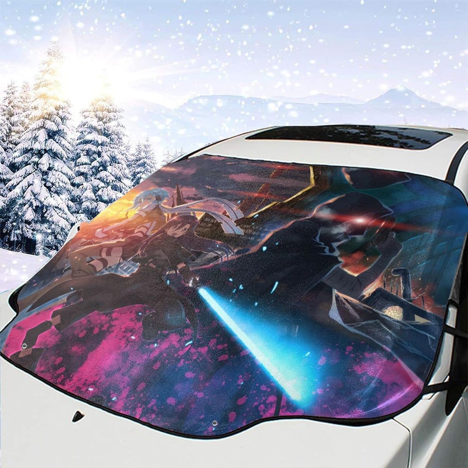 オレンジマル ソードアートオンライン 車用凍結防止カバー シート 147 118cm カーフロントカバー 個性 メンテナンス用品 車用雪対策 Suv車 日除け 折り畳み収納袋付き 遮光断熱 在庫一掃売り切りセール 車用サンシェード カーシェード 車種汎用 四季対応 車窓日よけ