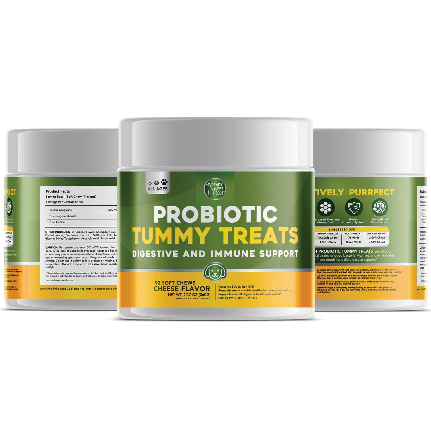 Ready Pet Go! Probiotics for Dogs - Digestive Enzymes for Dogs - Dog Supplements - 90 Dog Probiotics