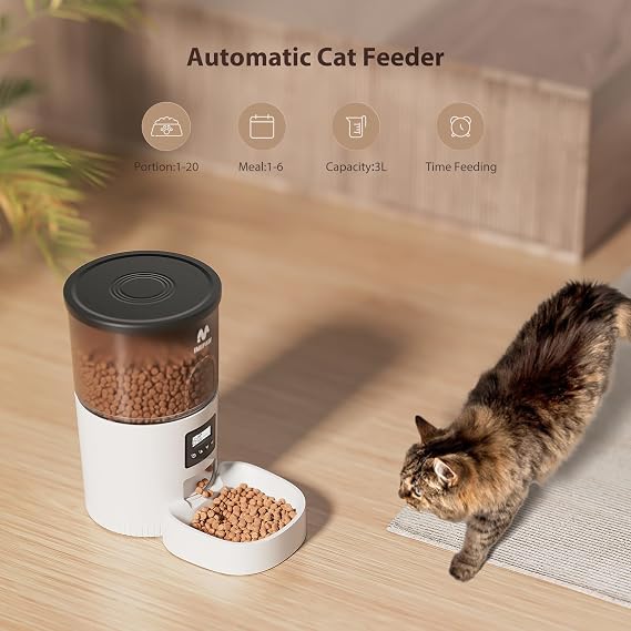 IMIPAW Automatic Cat Feeder, Pet Food Dispenser with Programmable Timer