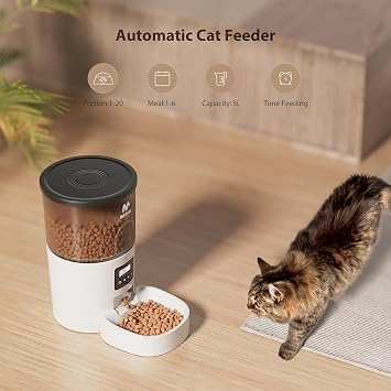 IMIPAW Automatic Cat Feeder, Pet Food Dispenser with Programmable Timer