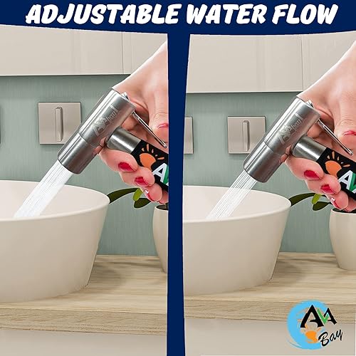 Miniatura 5 de Cabezal rociador de acero inoxidable con agarre térmico - Pulverizador de bidet con acabado cromado cepillado - Shattaf para pañales de tela -