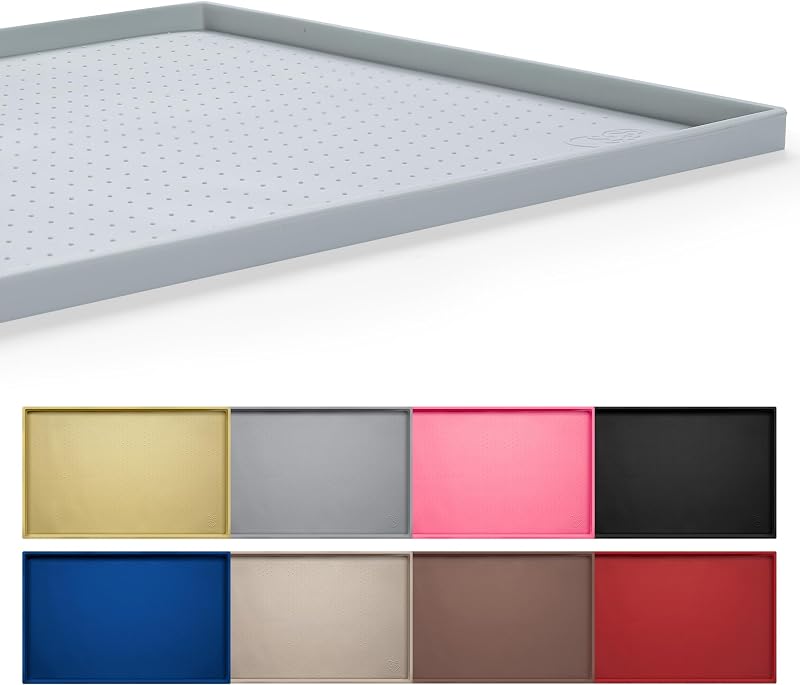 Tapete para Alimentação de Cães em Silicone Impermeável Hubulk, com Borda Elevada e Antiderrapante, 60,96 x 40,64 cm, Mist