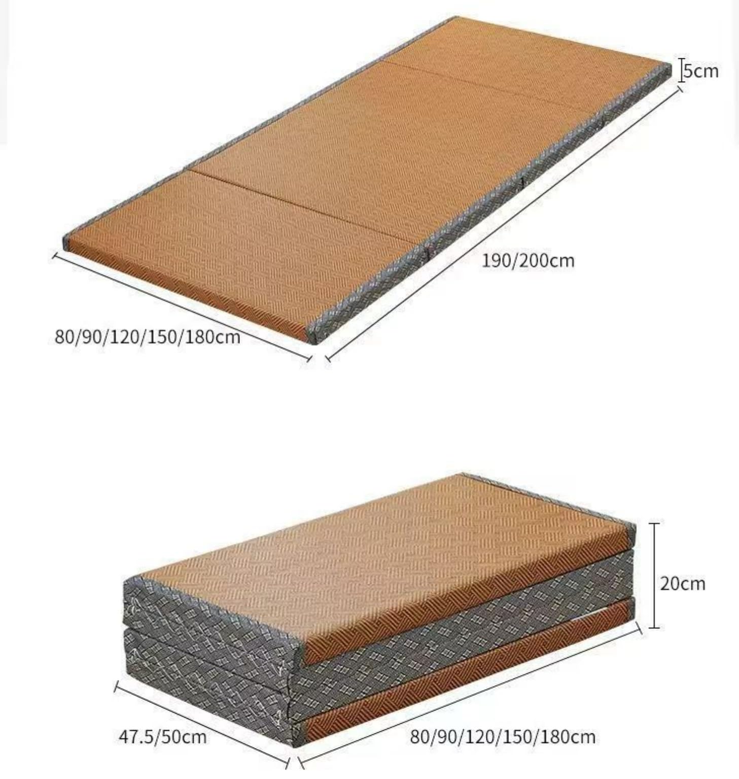 Colchón plegable japonés para meditación y yoga, futón de hierba marrón, ideal para uso zen y sala de té, 60 x 180 cm