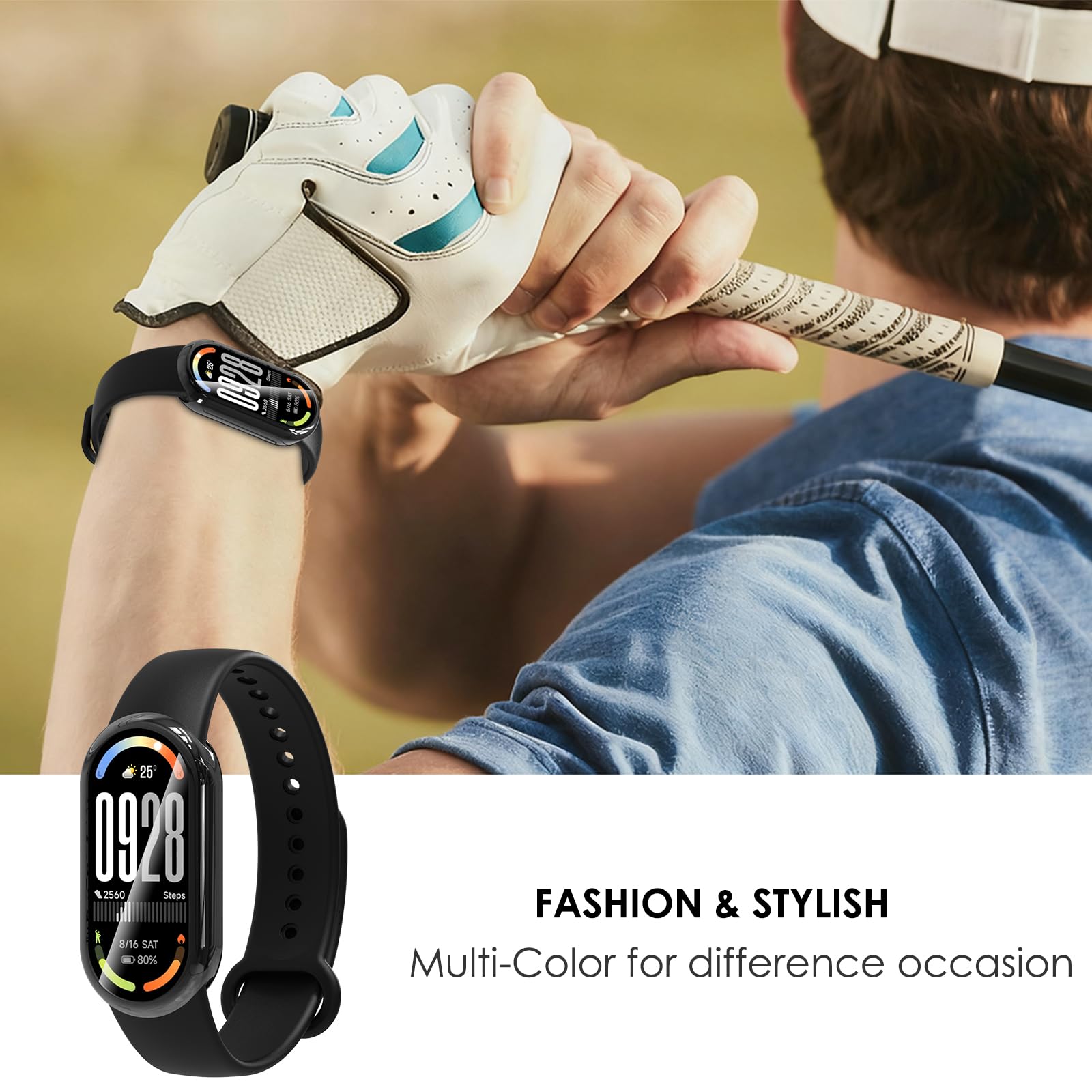 Simpeak 5-Stück Hülle Kompatibel mit Xiaomi Smart Band 10, Schutzhülle Leicht Weiche Silikon Ultradünne TPU Case - Schwarz, Transparent, Silber, Roségold, Rosa