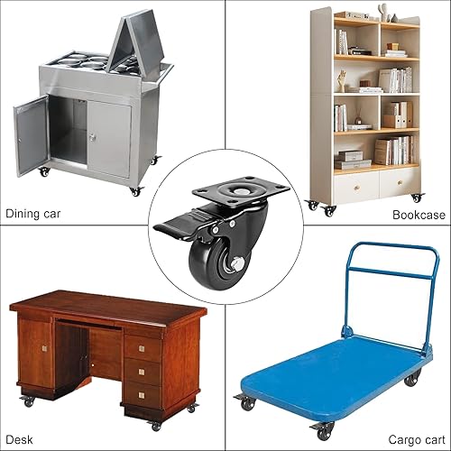 Miniatura 5 de Juego de 4 ruedas giratorias de 3 pulgadas, ruedas giratorias resistentes con freno, ruedas de banco de trabajo con bloqueo doble de seguridad,