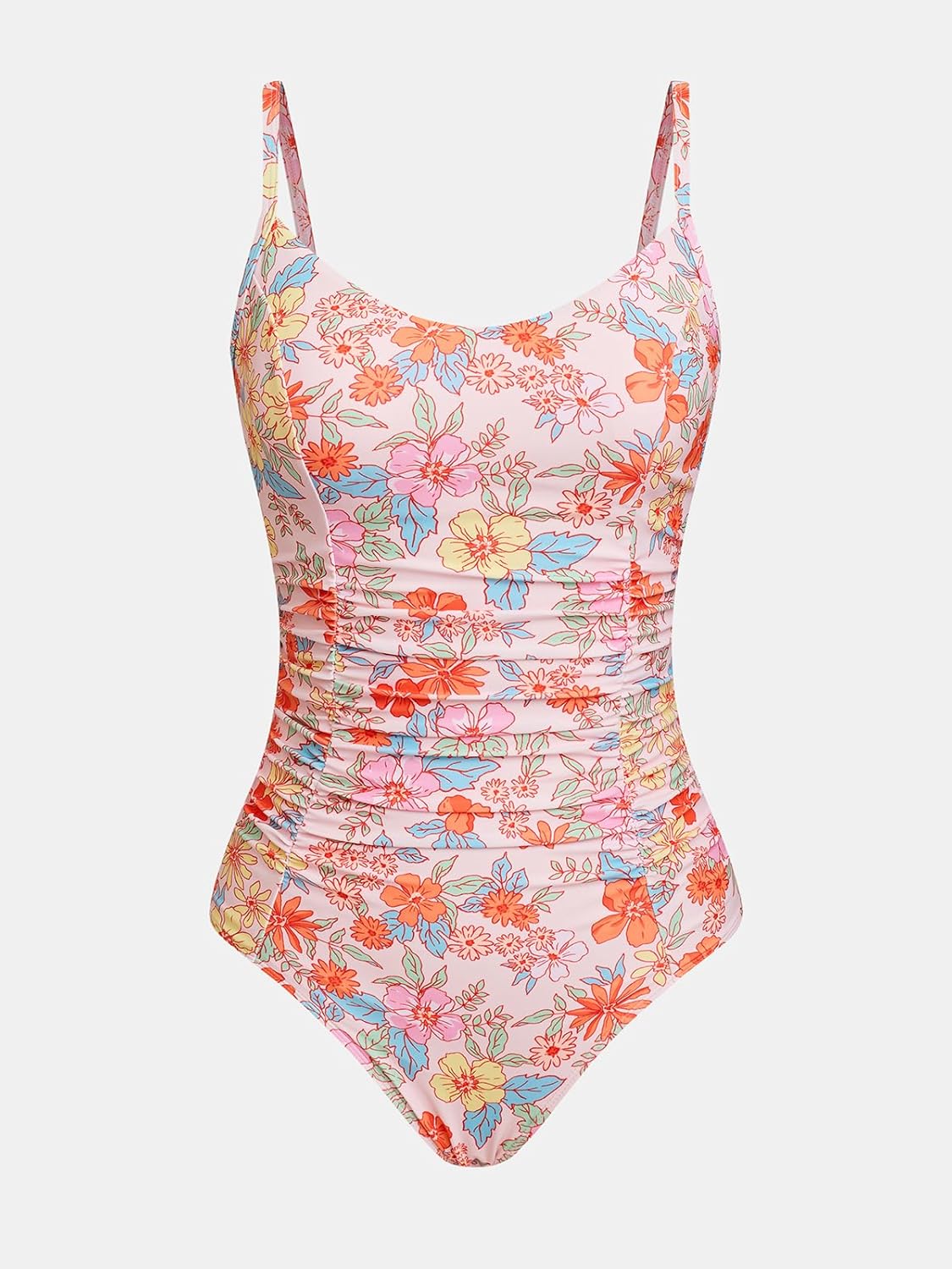CUPSHE Women's One Piece Swimsuit V Neck Tummy Control Bathing Suit Crisscross Back Self Tie Ruched Swimwear