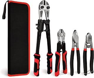 C&T 4-Piece Bolt Cutter Pliers Set with Carrying Bag, Cr-V