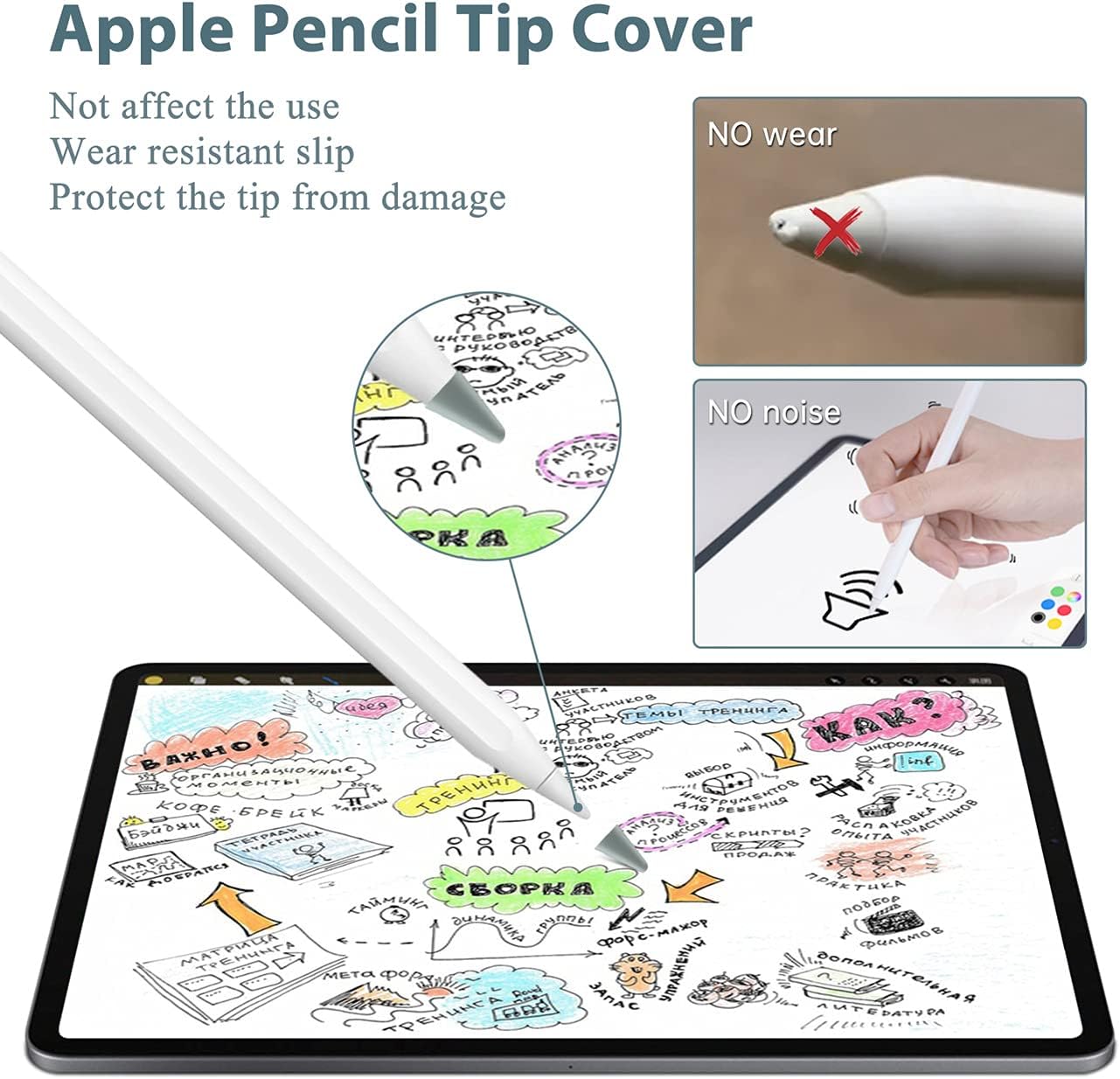 Replacement Tips Compatible with Apple Pencil 1st & 2nd Generation(4 Pack), Pen Tip and Nibs Protector Cover for iPad Pro iPencil