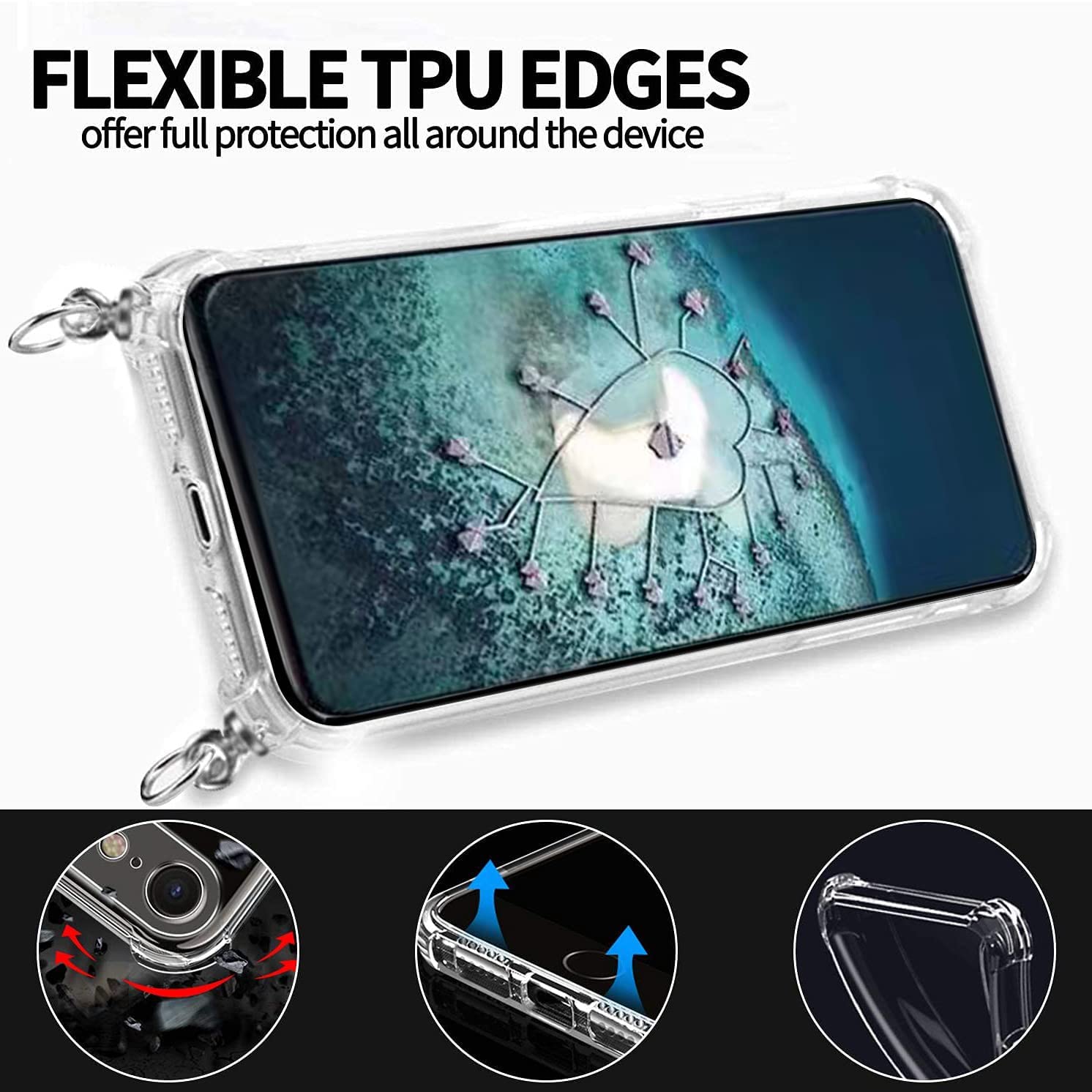 Custodia Girocollo Per Motorola Moto E13 – Cover Trasparente In TPU Flessibile Con Cordino Regolabile, Antiurto, Pratica E Sicura, Nera/trasparente