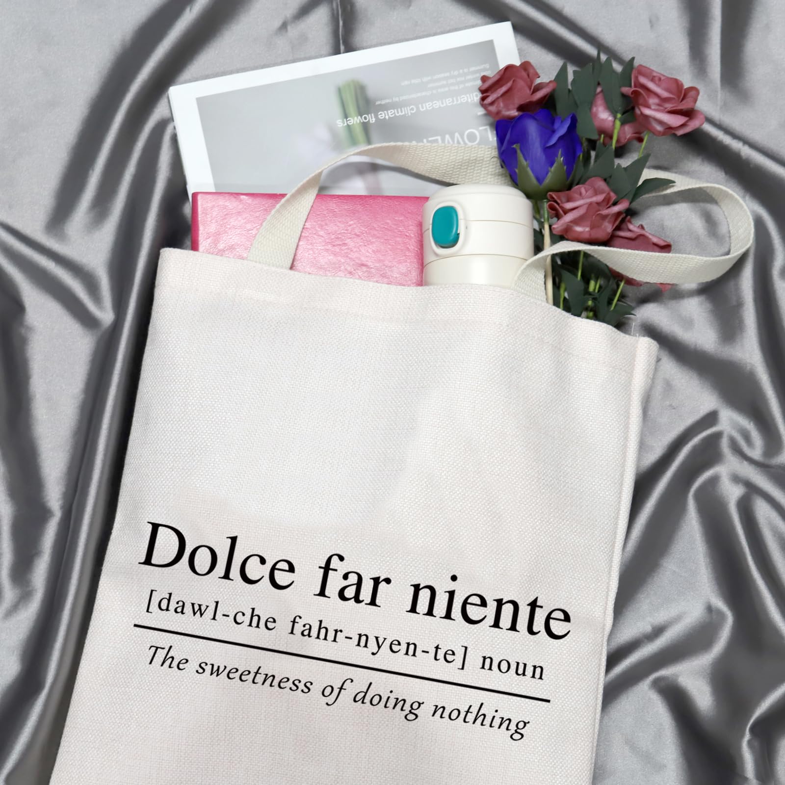 JTOUK Italian Themed gift Sweet Doing Nothing Italian quote gift Dolce far Niente Italy Lover gift Zipper Pouch Travel Bag (Dolce far Niente Tote EU) - Image 3
