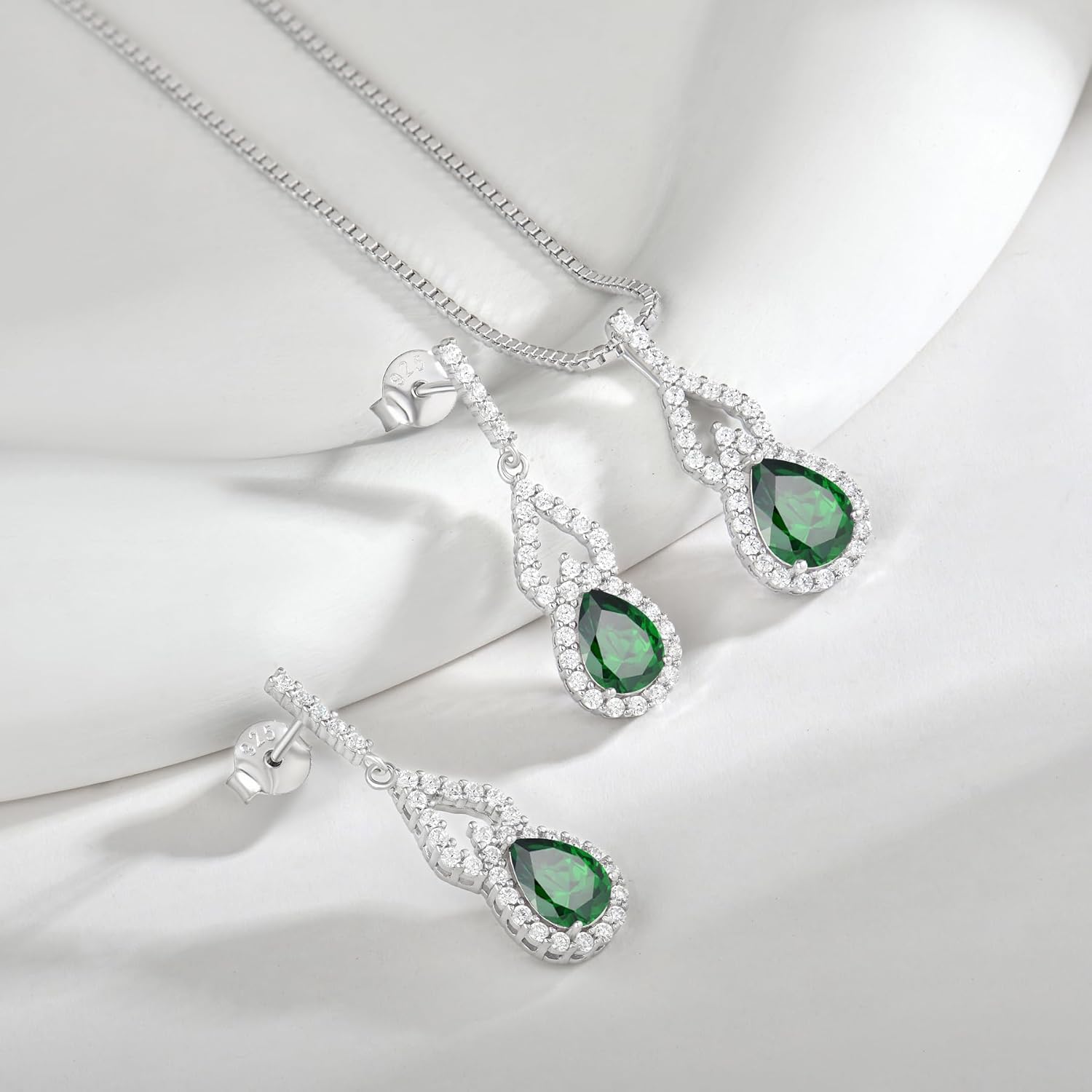 925 Sterling Silver Birthstone Necklaces for Women Infinity Pendant Necklace Pear Cut Gemstone Jewelry - Image 5