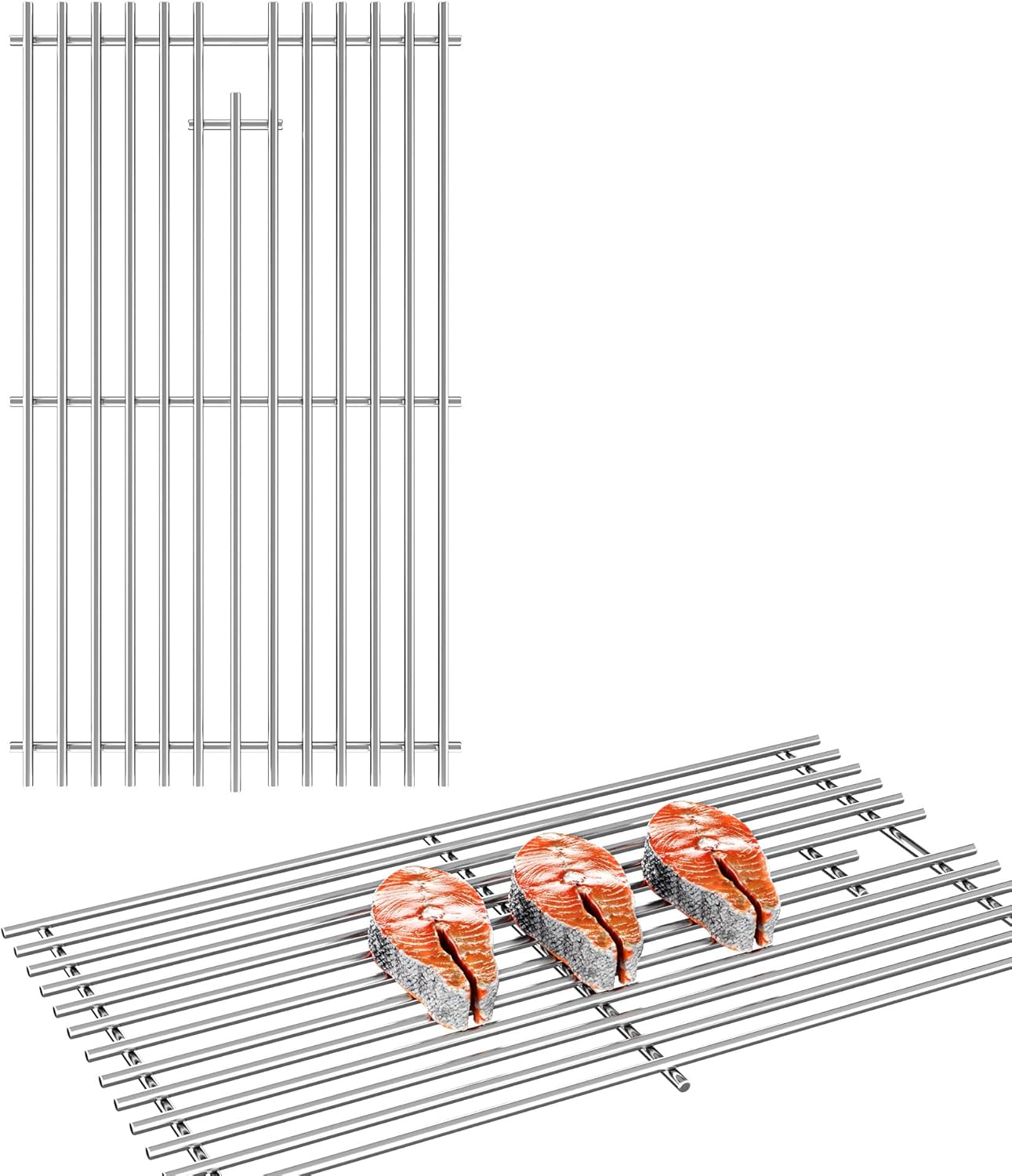 17.5" D x 20.5" W Grill Grates Replacement for Spirit S - 220 (2013-2017),Silver Stainless Steel Grill Grate for Weber Spirit II 200 Series，2Pack Grill Grates for Weber 46010074