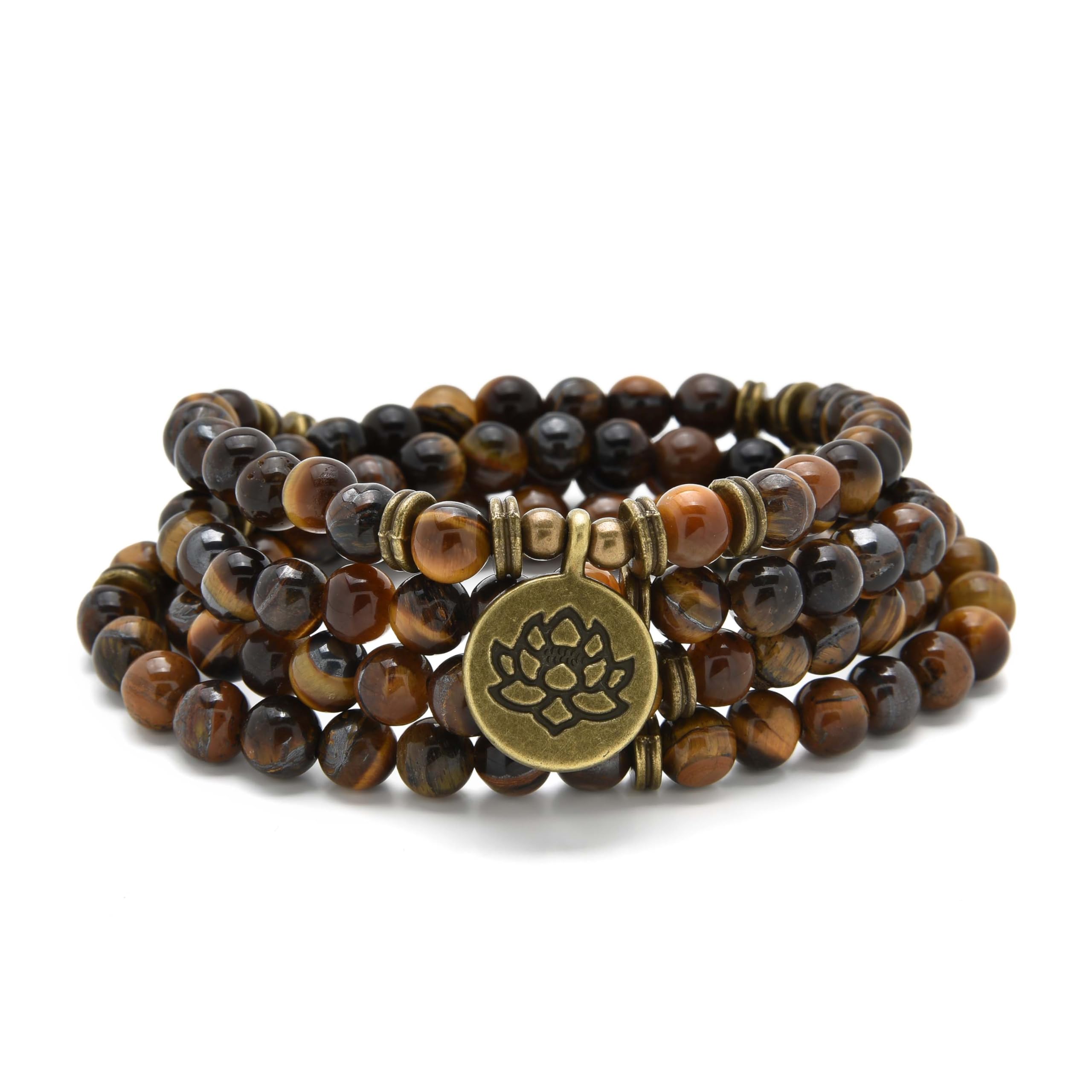 Armband oder Halskette aus 108 heilenden Mala-Perlen mit gol