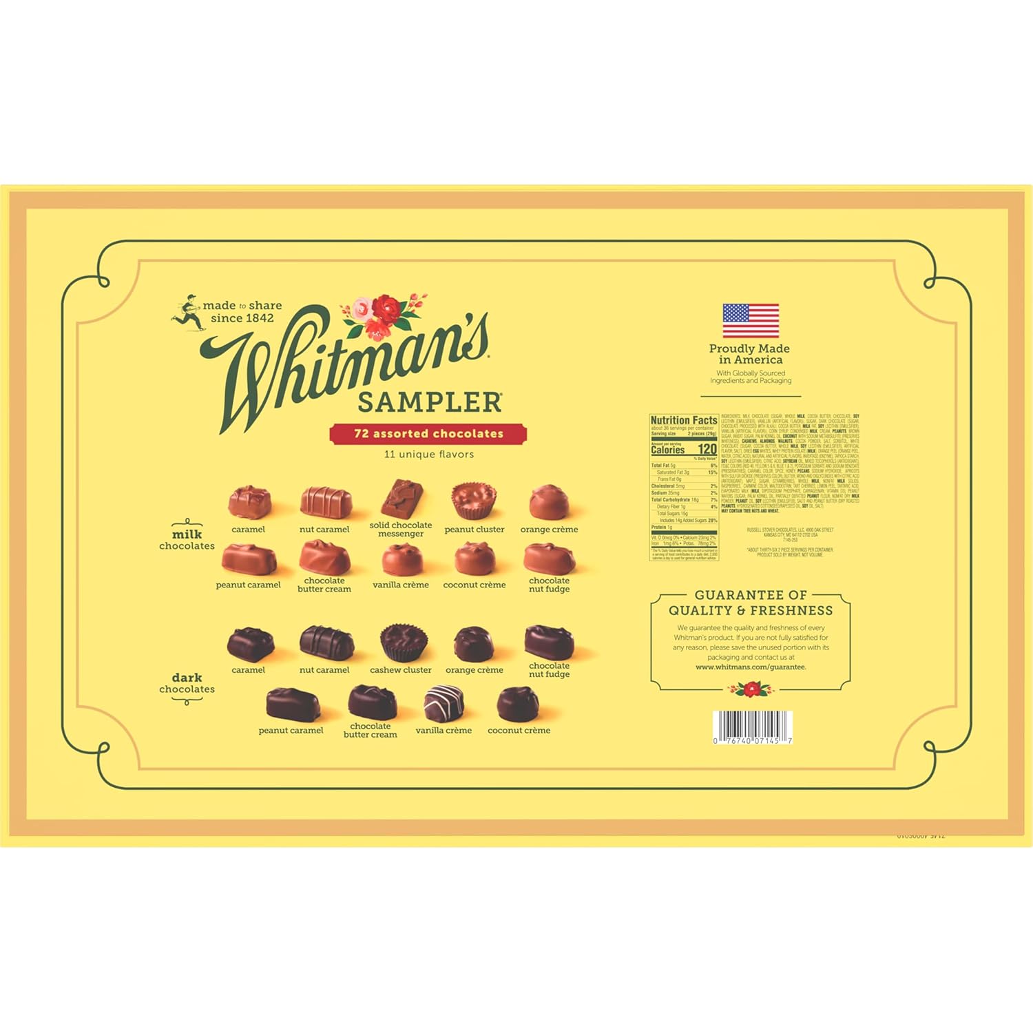 WHITMAN'S SAMPLER Assorted Milk & Dark Chocolate Candy Gift Box, 36 oz.
