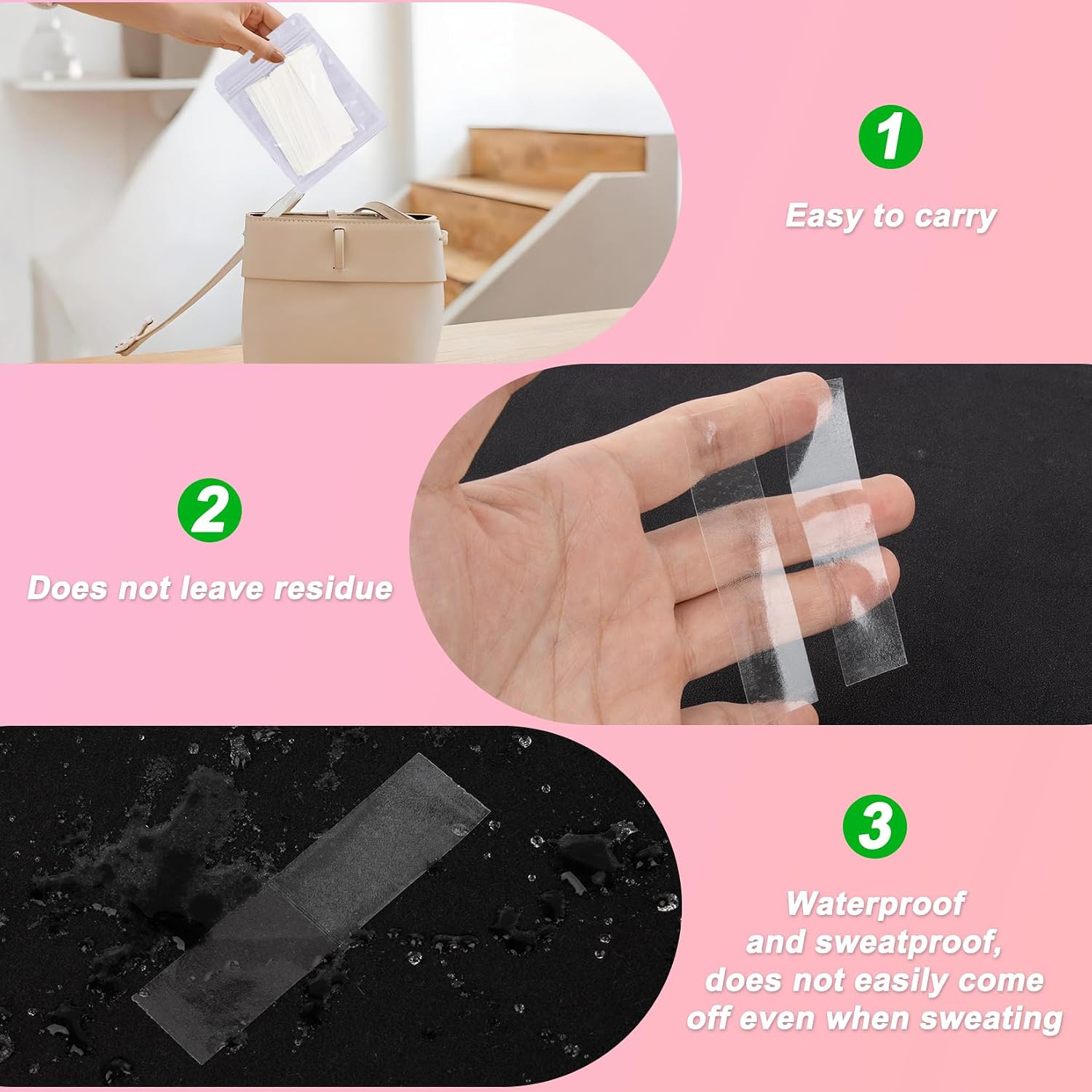 CARGEN 50 Strips 20mm Extra Wide Double Sided Body and Clothing Tape for Heavy Dresses & Large Bust, Strong All-Day Hold Invisible Skin Tape for Wedding, Prom, Strapless Tops (85 x 20 mm) / 3" x 0.78"