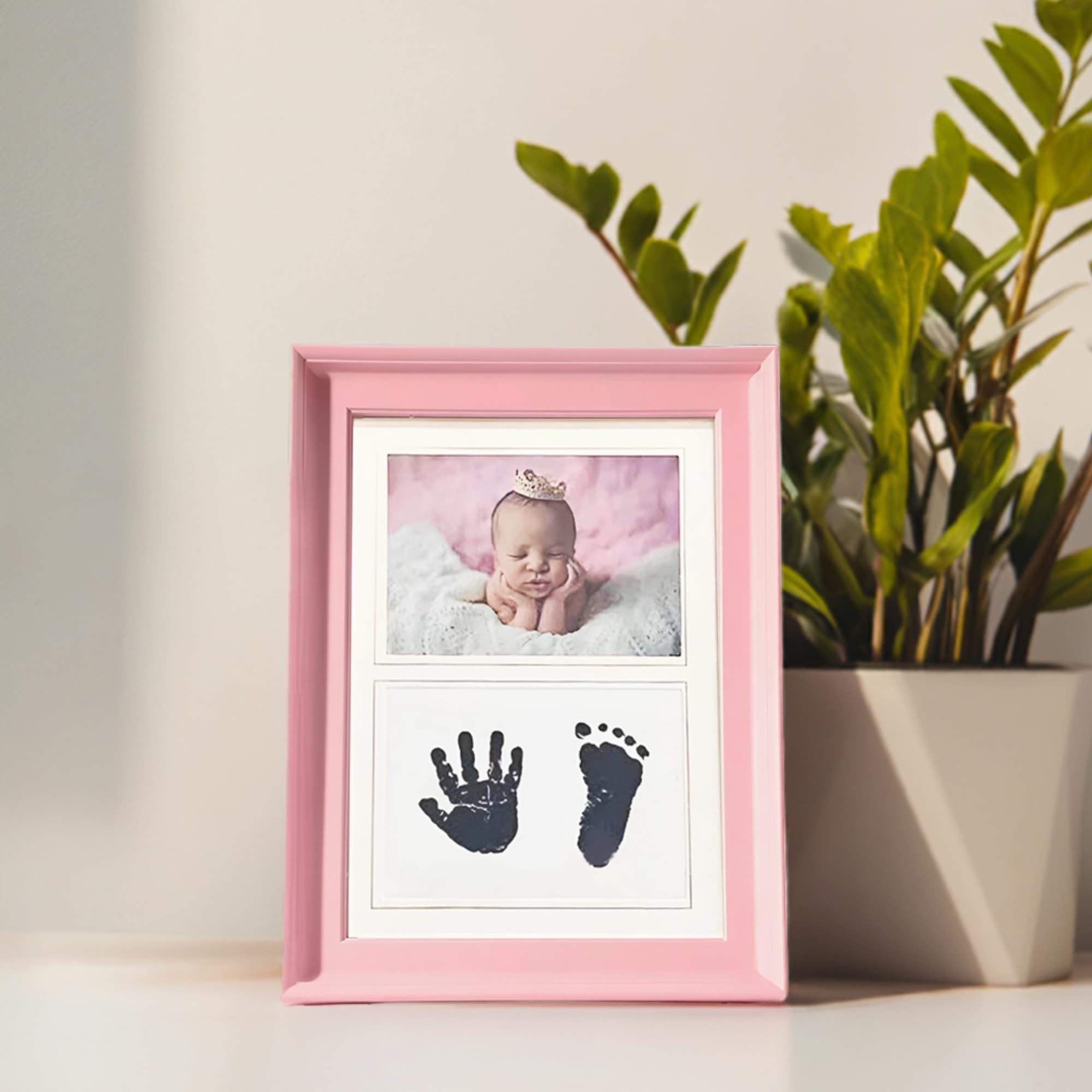 Special You Press and Print Baby Imprint Kit, Baby Hand Print and Footprint Kit, Baby Foot Printing Kit with Frame, Welcome Baby Decoration, Newborn Baby Prints Kit with Frame (Pink)