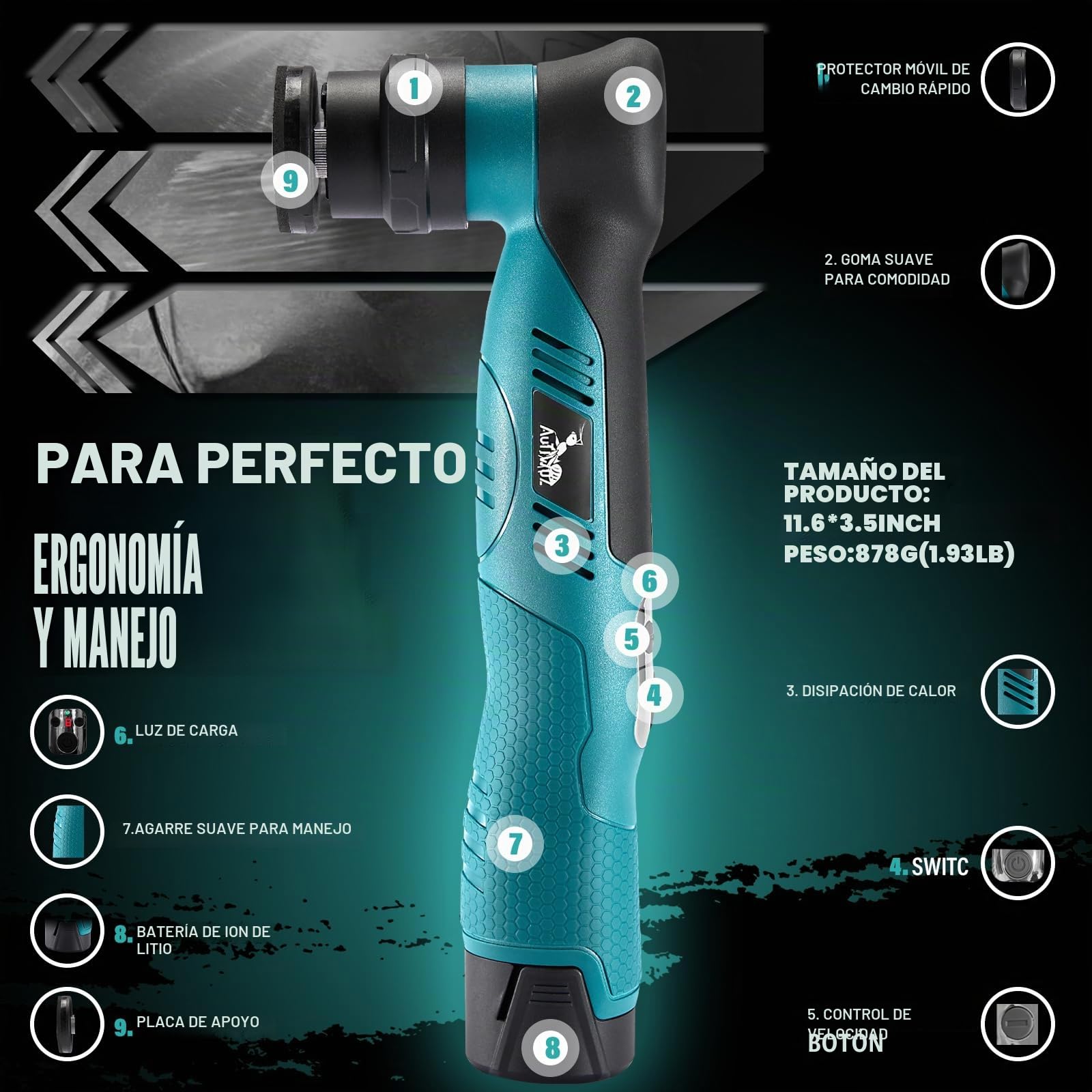 AUTIWOZ Máquina pulidora para coche, mini pulidora de 30 mm/75 mm, 6 velocidades de rotación y excéntrica, kit de pulido para detalles y encerado, con caja de herramientas, KIT 2