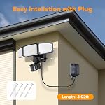 LUTEC 50W Lumières extérieures du détecteur de mouvement, 5500 LM Branchez-vous en plein air, Dusk to Dawn, IP65 Éclairage de sécurité étanche, 5000K Lumière du jour, mur réglable pour garage, triage, porche (noir)