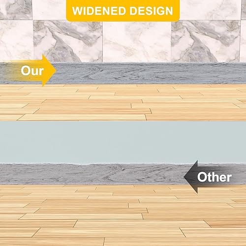 Miniatura 7 de Moldura flexible para zócalo de pared, base de vinilo autoadhesivo de 4 pulgadas, base de goma para despegar y pegar (grano de madera gris)