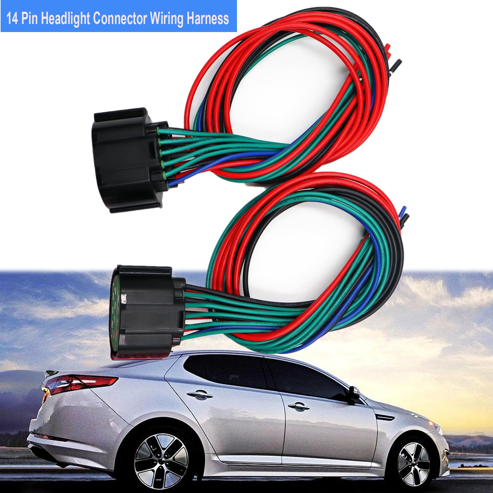 Amazon.com: LIZAPUS 2PCS 14 Pin Headlight Connector Wiring