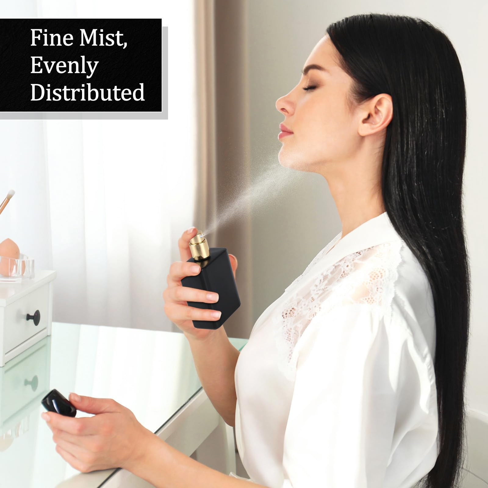 3 sztuki czarnych perfum, puste buteleczki na perfumy, 50 ml, kwadratowy, przenośny rozpylacz perfum z dozownikiem perfum do podróży, pracy, na spotkania