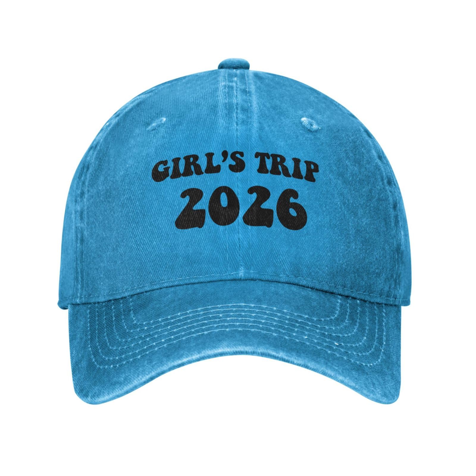 Nocesaq Girls Trip 2026 hat Funny Girls Weekend Denim Cap, Blue