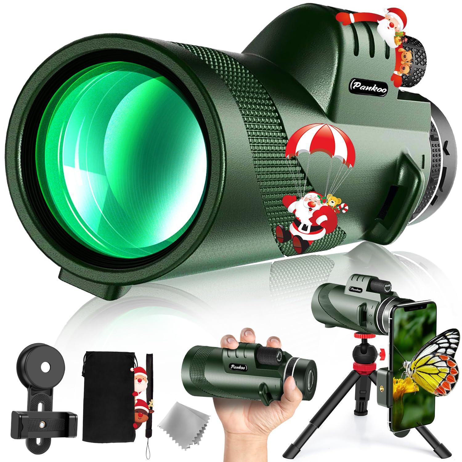 40X60 Monocular Telescope, High Power Monocular for Adults with Phone Adapter& Tripod& Hand Strap, Low Night Vision Monocular, Equipped with BAK4 Prism for Bird Watching and Traveling Concert