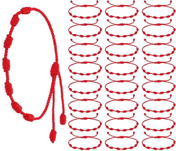 2 Braccialetti Rossi A 7 Nodi - Portafortuna Kabbalah, Protezione Unisex, Regolabili - Foto 11