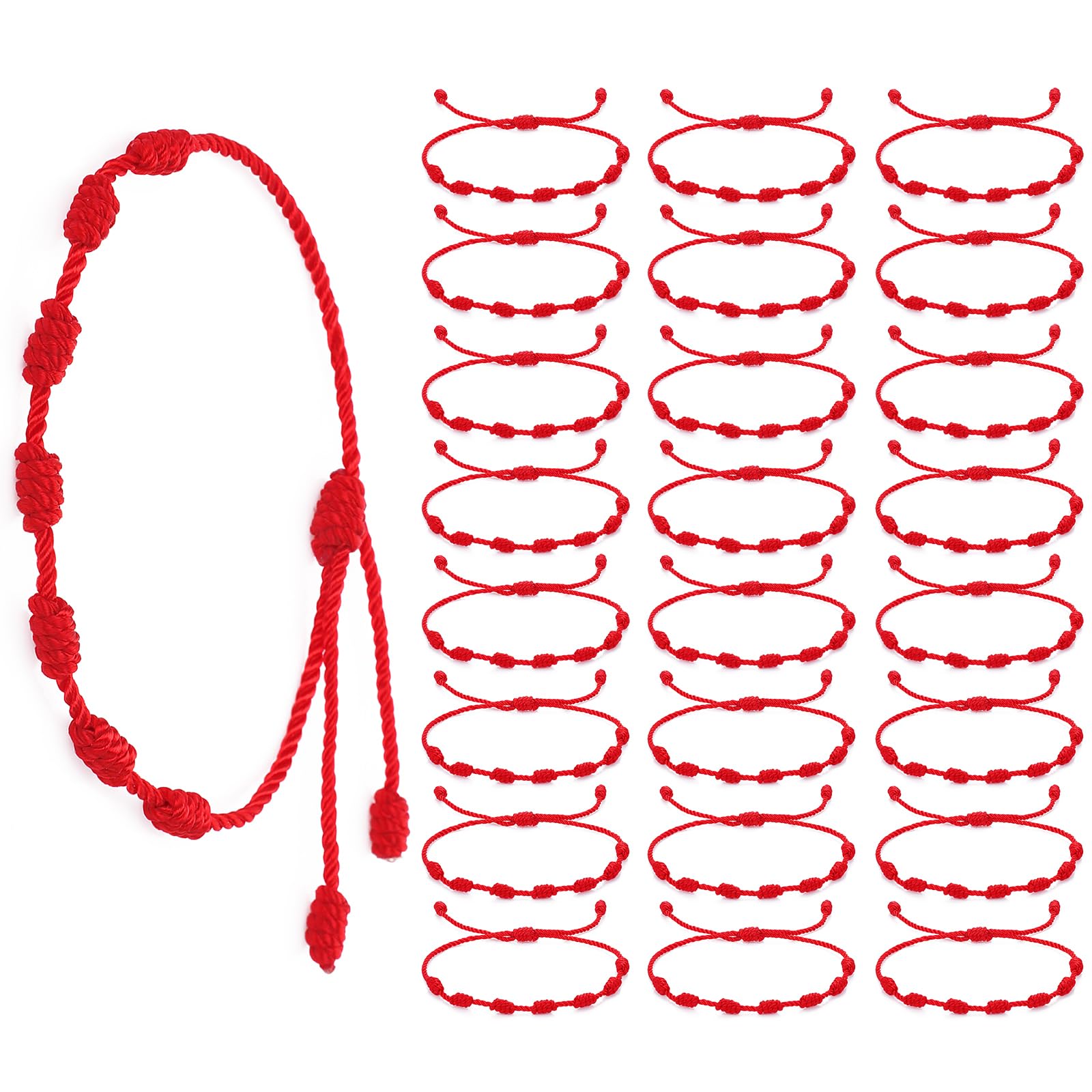 Yolev 24 Piezas Pulsera Roja de Cuerda Pulsera de Amuleto de Protección de Cuerda Roja Pulseras de la Amistad Hecha a Mano Nudo Kabbalah Lucky Pulsera Roja 7 Nudos Mal de Ojo para Mujer Hombre