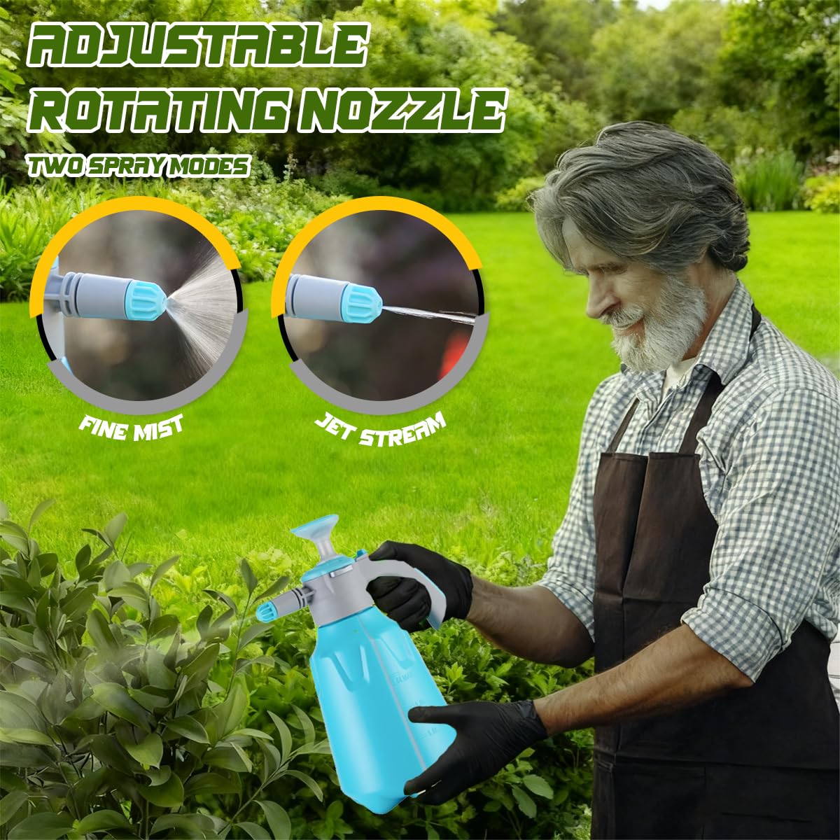 Drucksprüher,2L Sprühflasche Pflanzen mit Verstellbarem Düsenkopf,Tragbare Pumpsprühflasche zum Sprühen von Wasser,Dünger,Herbiziden,Pestiziden,Reinigungsmitteln