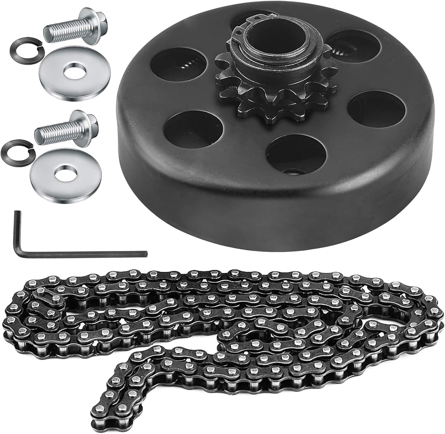 Heavy Duty Clutch Assembly with 1" Bore & #40/41/420 Chain Sprocket for Go-Karts & Mini Bikes (14 Tooth Sprocket)