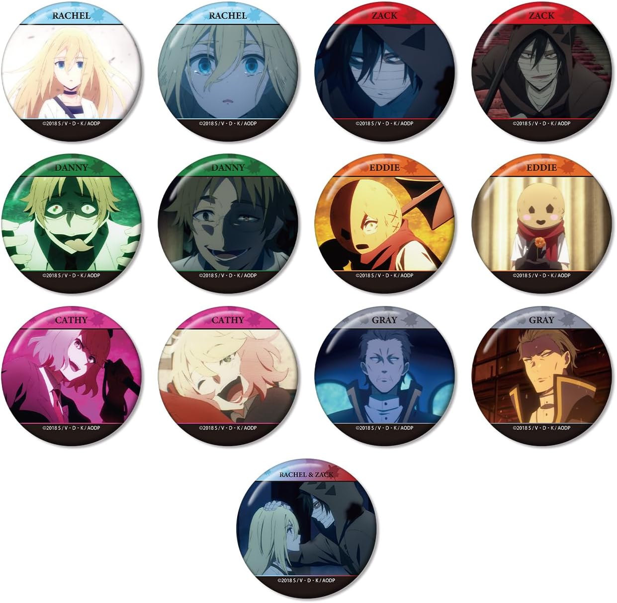 Angels of Death Trading Scene Tin Badges Box of 13