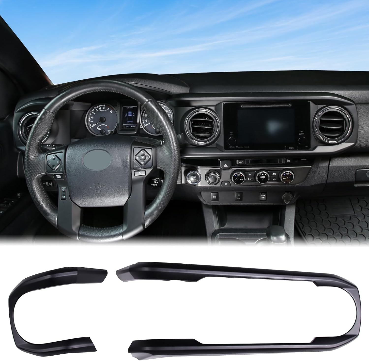 Aunginsy Center Console Dashboard Panel Trim Cover Compatible with Toyota Tacoma 2016-2023 Pickup Central Control Dash Board Decorative Frame Protection Strip Sticker ABS Overlays Interior Accessories