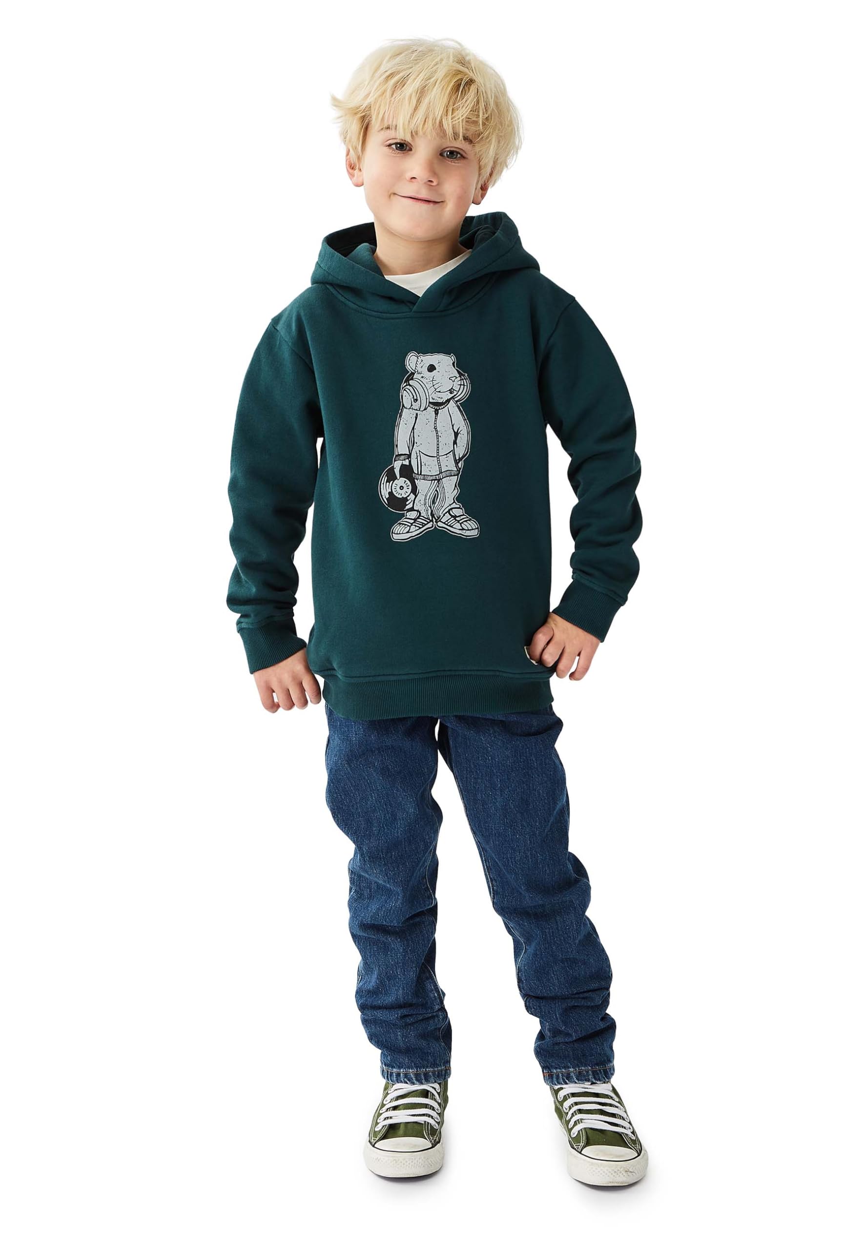 Band of Rascals Dziecięca bluza z kapturem DJ z bawełny ekologicznej, Racing-Green, 134