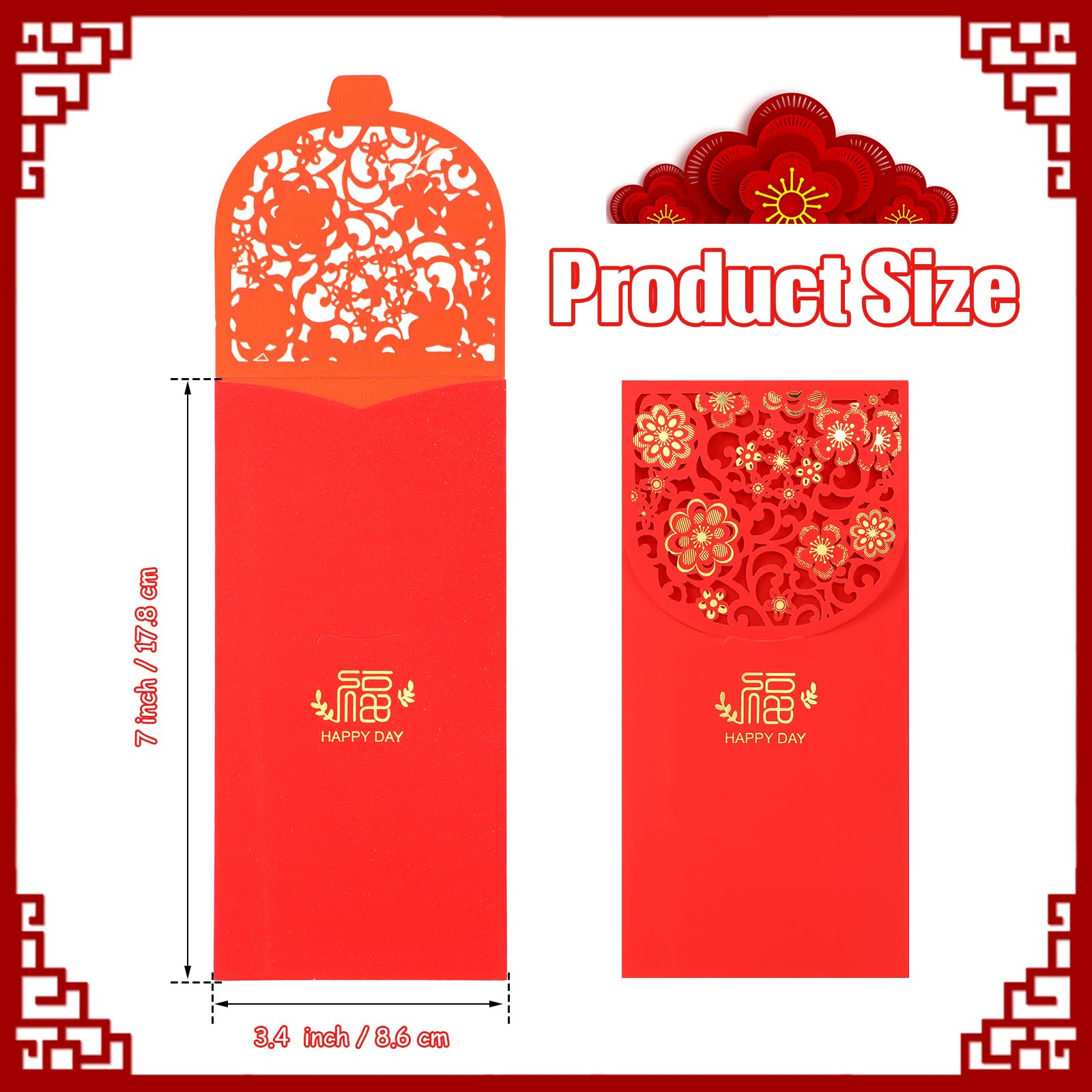 Amazon | Pajean 20枚 中国旧正月レッド封筒 ウェディングレッド