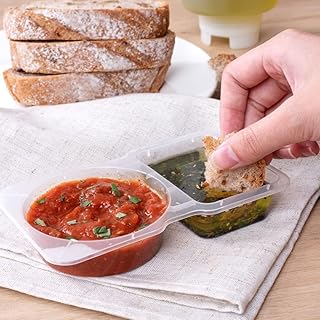 12-Pcs Double Compartment Condiment Containers with Lids, Sauce Containers for Lunch Box Double Compartment Dressing， Reusable Snack Containers for To-Go Sauce, Sampling, Travel Snack