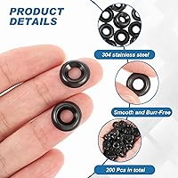 Vista 3 de 200 unidades de arandelas tazón con cabeza avellanada #4, arandelas de acabado de acero inoxidable 304, color negro
