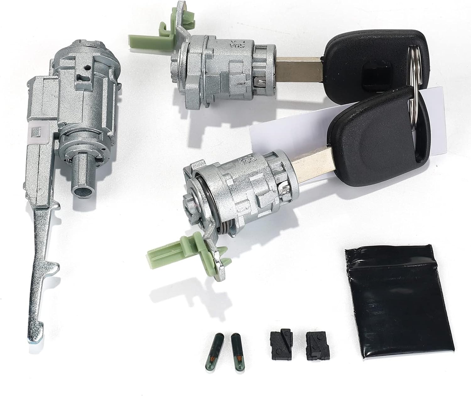 3mirrors Ignition Switch & 2 Door Lock Cylinders with 2 Keys with Chip Compatible with Honda 2003-2005 Civic, 2002-2006 CR-V, 2003-2011 Element, 2004 2005 S2000