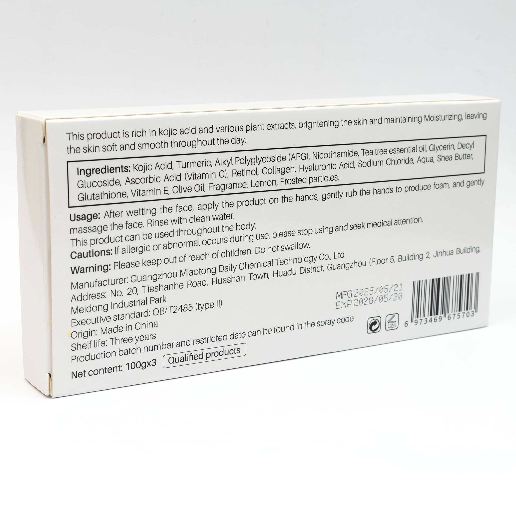 Lot de 3 Savon Curcuma Visage et Corps avec 3 Filets Moussants - Kojic Acid Soap - Savon à l'Acide Kojique Éclaircissant Anti-Taches Brunes, Acné, Hyperpigmentation - Teint Uniforme et Éclatant