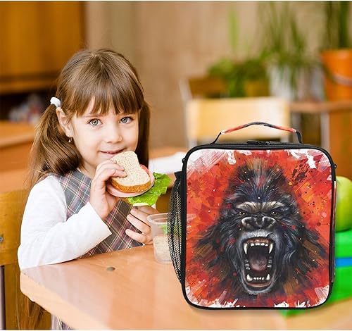 Miniatura 2 de King Kong Furious - Lonchera con aislamiento térmico para niños, con correa para el hombro, bolsa congelable, con cremallera, impermeable, comida de