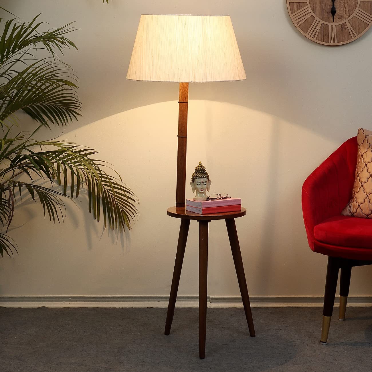 Handcrafted Mango Wood Floor Lamp - Rustic Home Decor -13