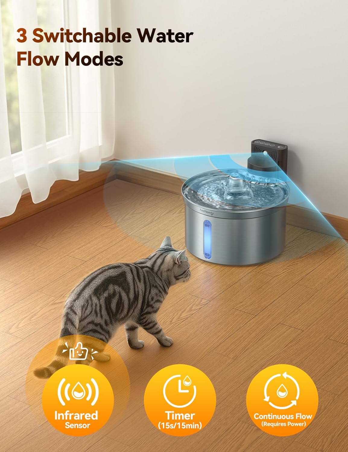 Three Switchable Water Flow Modes: Infrared Sensor, Timer, Continuous Flow